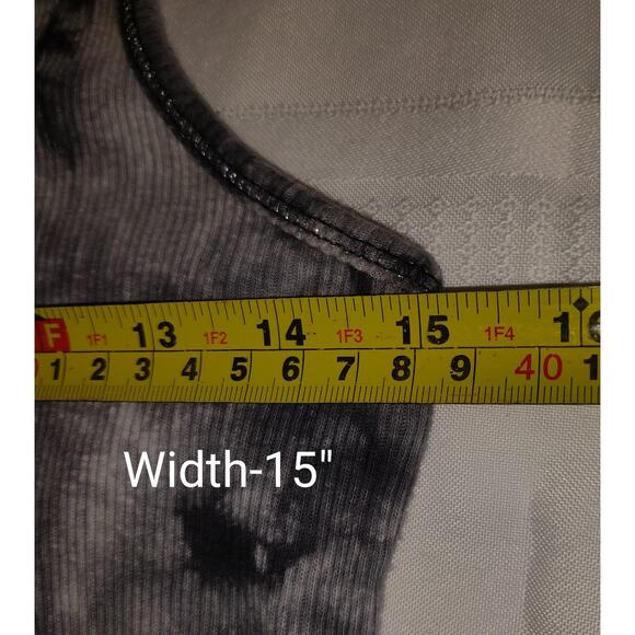 VTG Charlotte Russe Tie Dyed Tank Top Women's L Black Gray Y2K Ribbed Racer Back - Picture 12 of 12